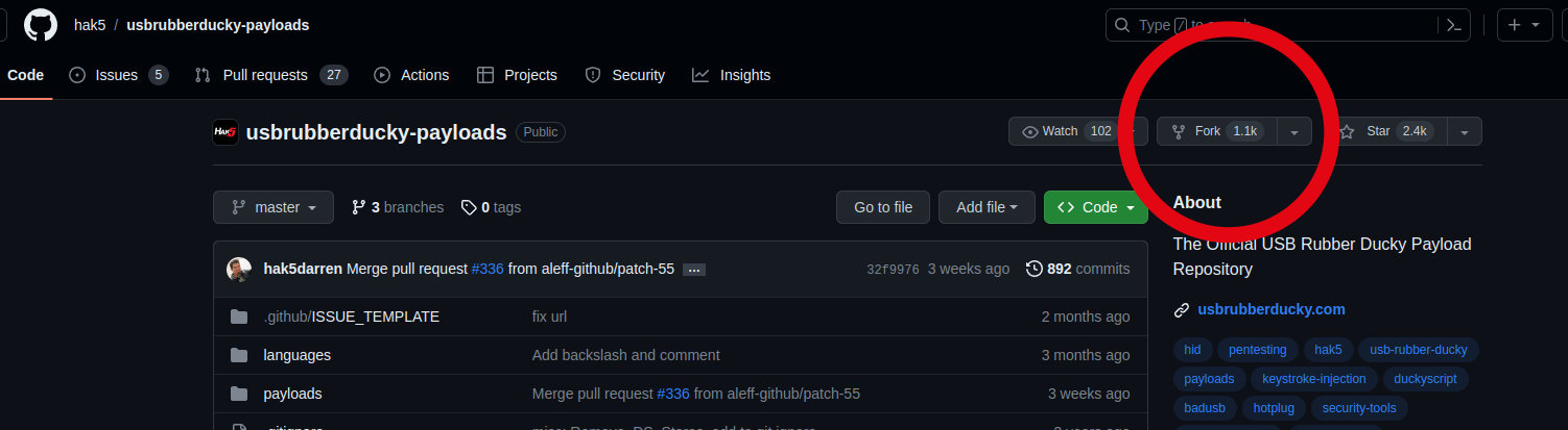 Fork repository button