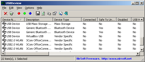Nirsoft USBDeview