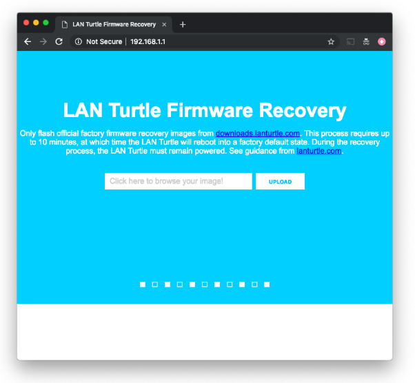 LAN Turtle Recovery page