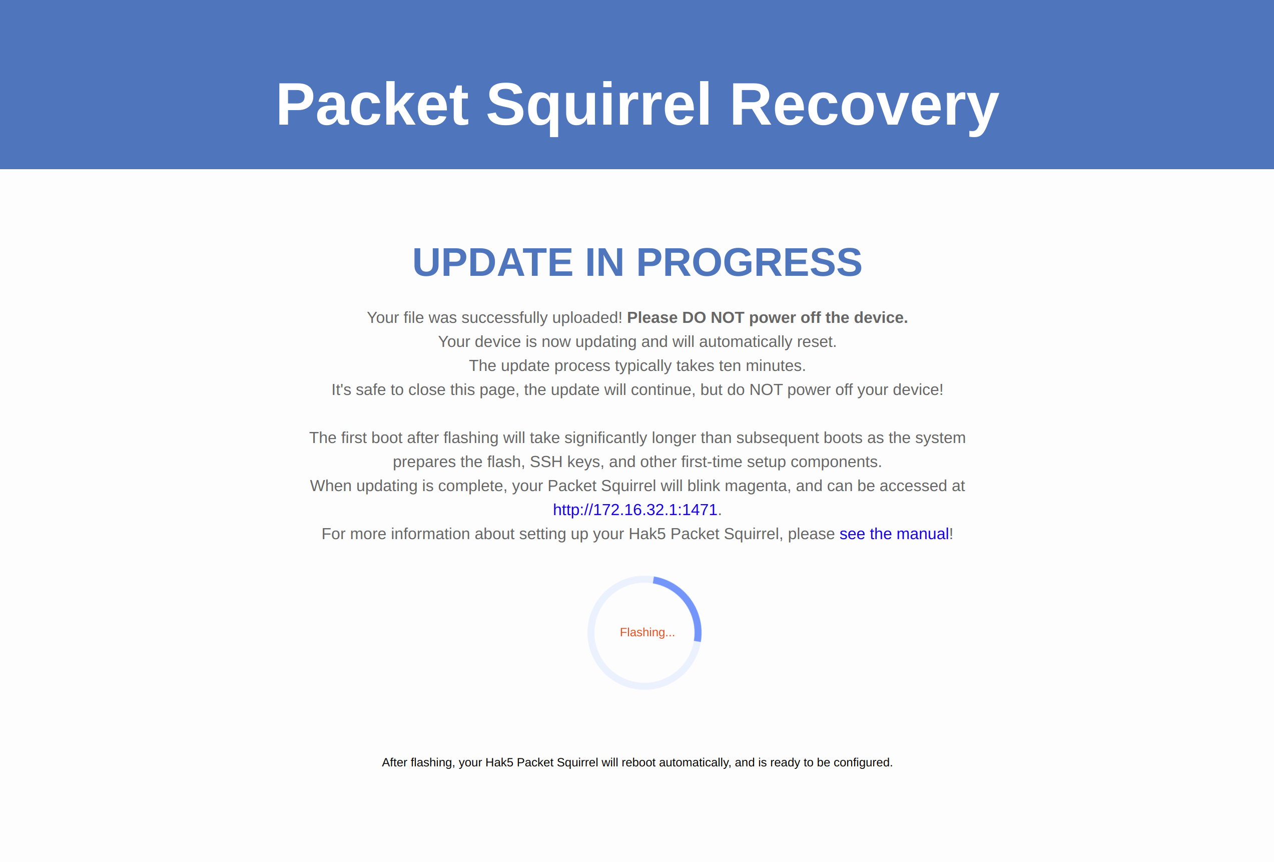 The Packet Squirrel flashing new firmware