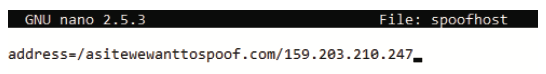 Responds to request for asitewewanttospoof.com to 159.203.210.247
