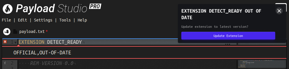 Out-of-date Official Extension