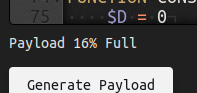 Remaining payload memory indicator pinned to bottom left of the editor