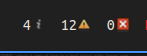 info, error and warning count pinned to top right of the editor
