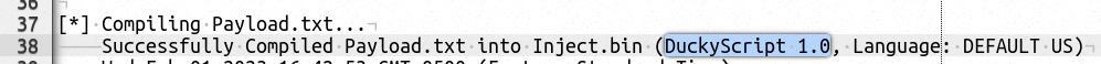 PayloadStudio Compiler Output - Detected DuckyScript Version 1.0