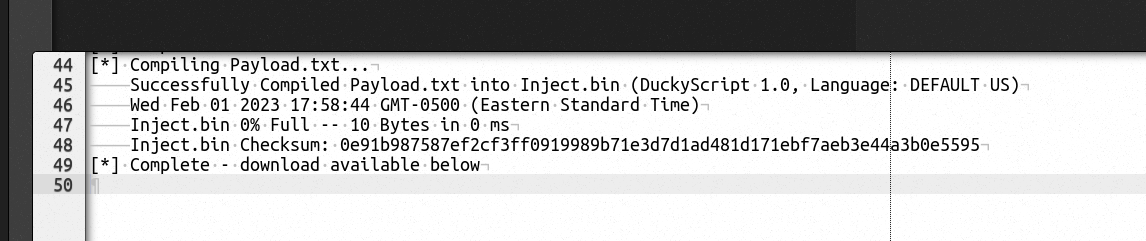 PayloadStudio Compiler output in the Console