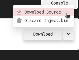 Download submenu > Download Source button