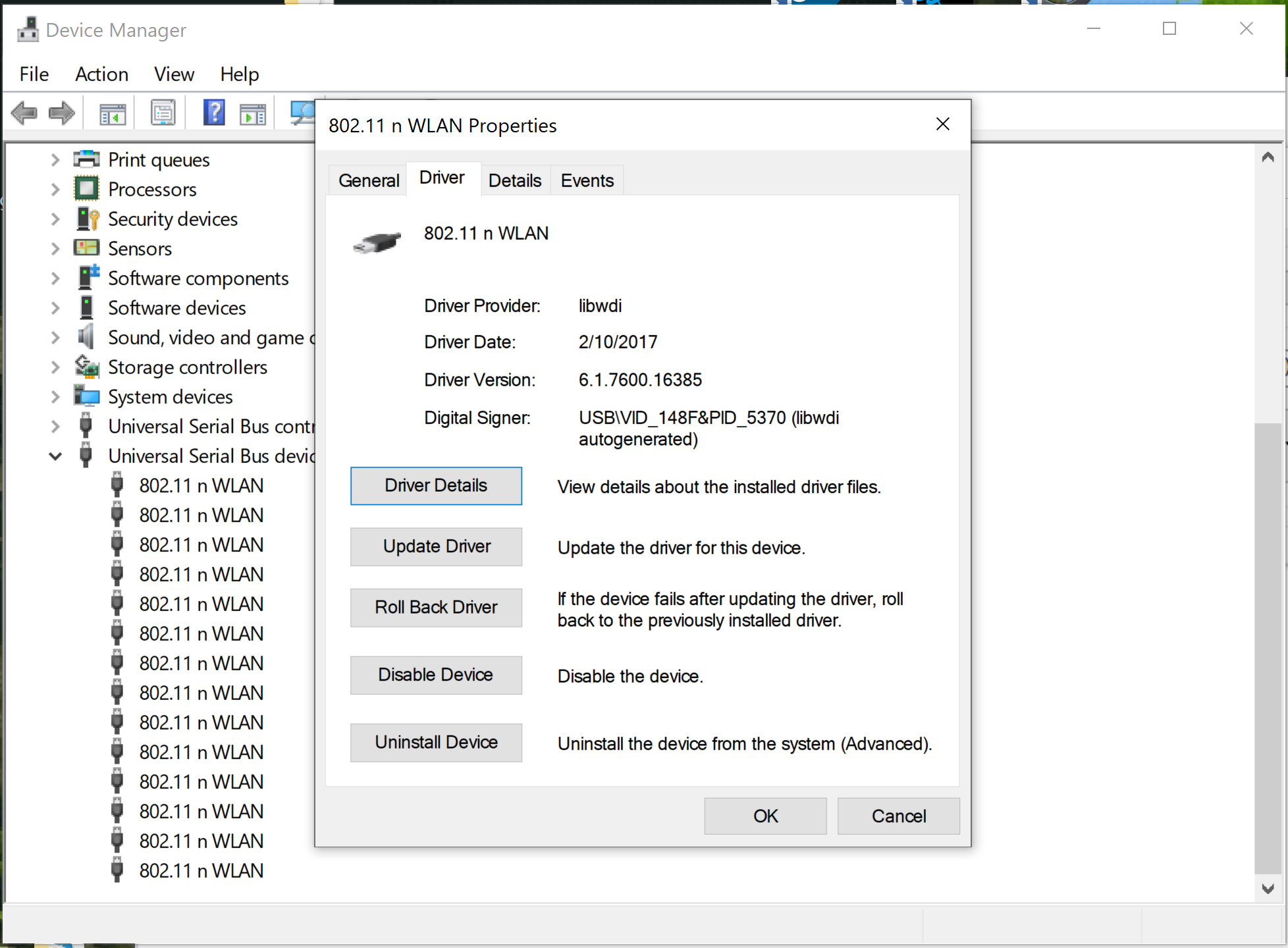 Properly installed drivers