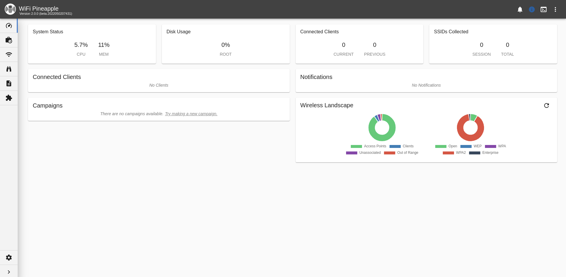 WiFi Pineapple Dashboard