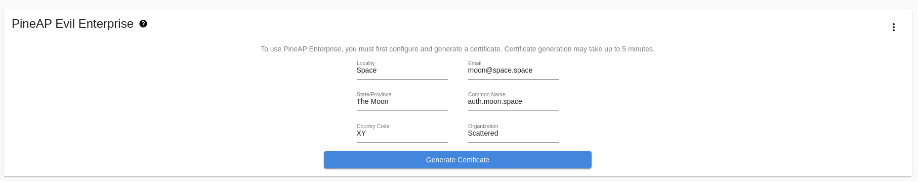 Enterprise certificate generation