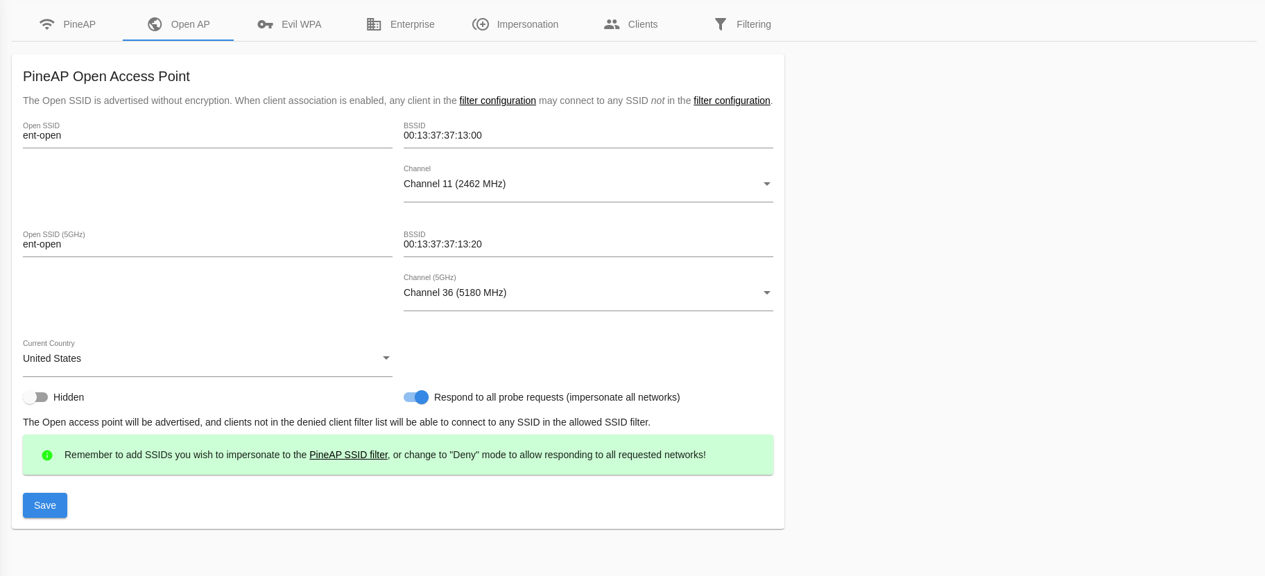 Open SSID Configuration