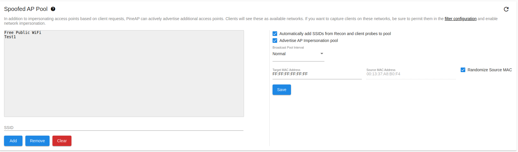 SSID Impersonation Pool