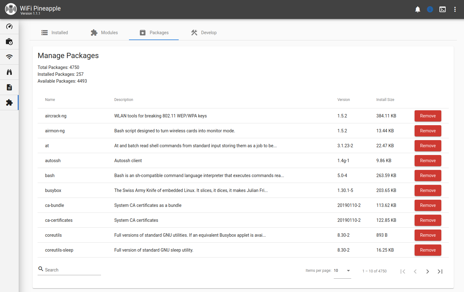 Package settings