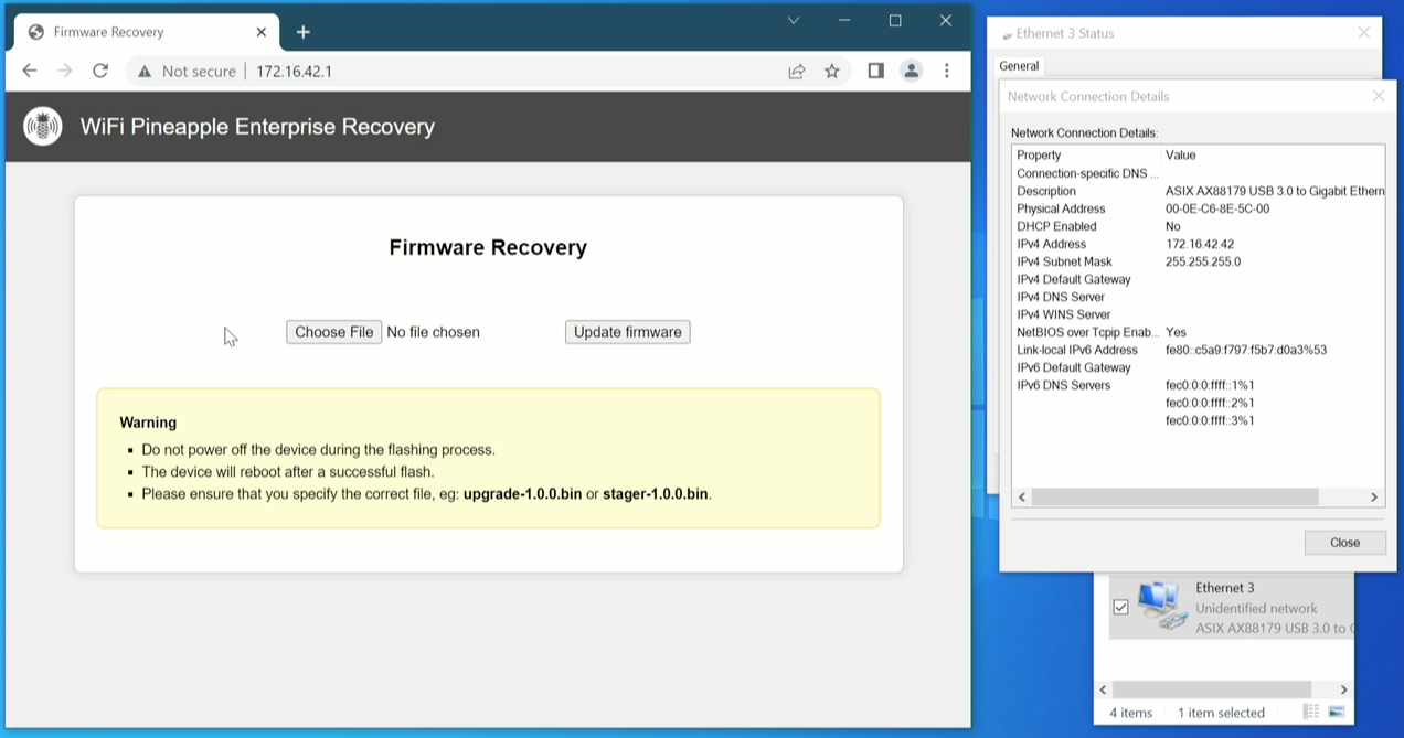 WiFi Pineapple Enterprise Recovery Web Interface