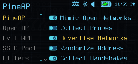PineAP SSID pool advertising