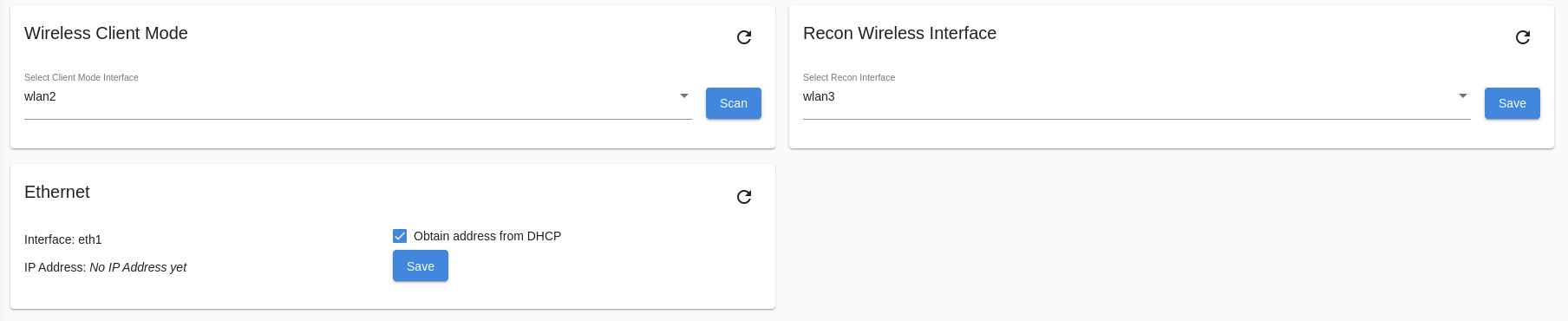 Ethernet configuration settings